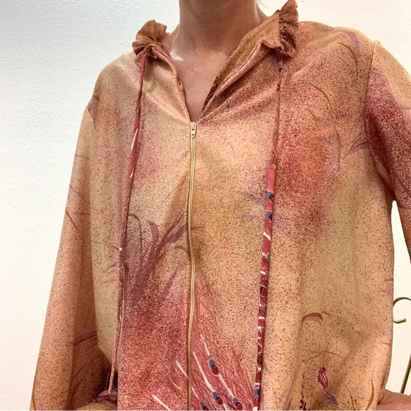 Vintage house coat Robe peacocks - Picture 4 of 12